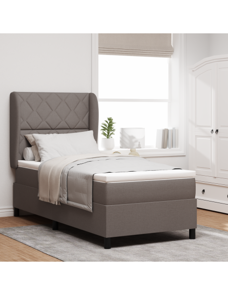 Letto a Box con Materasso in Tortora, 100x200 cm Tessuto