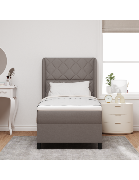 Letto a Box con Materasso in Tortora, 100x200 cm Tessuto
