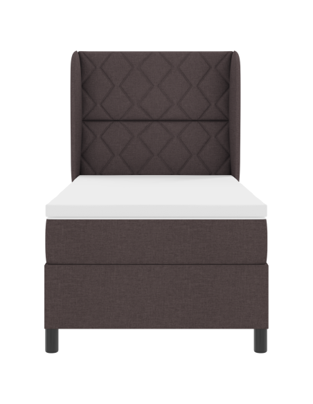 Letto Box Spring  con Materasso - Marrone Scuro, 100x200 cm, Tessuto