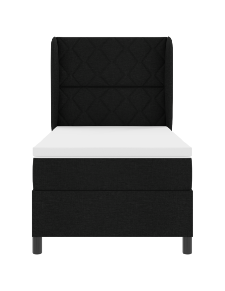 Letto Box Spring con Materasso Nero 100x200 cm Tessuto