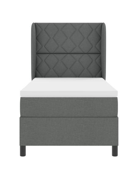 Letto Box Spring con Materasso in Grigio Scuro - 100x200 cm Tessuto
