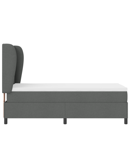Letto Box Spring con Materasso in Grigio Scuro - 100x200 cm Tessuto