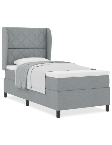 Letto a molle con materasso Grigio chiaro 100 x 200 cm Tessuto