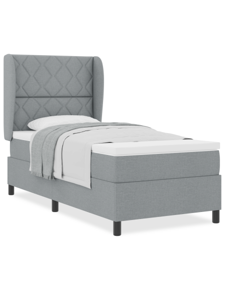 Letto a molle con materasso Grigio chiaro 100 x 200 cm Tessuto