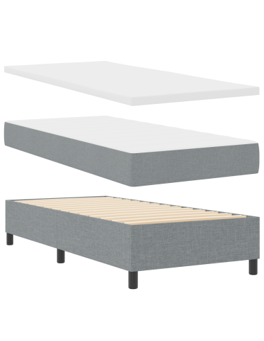 Letto a molle con materasso Grigio chiaro 100 x 200 cm Tessuto