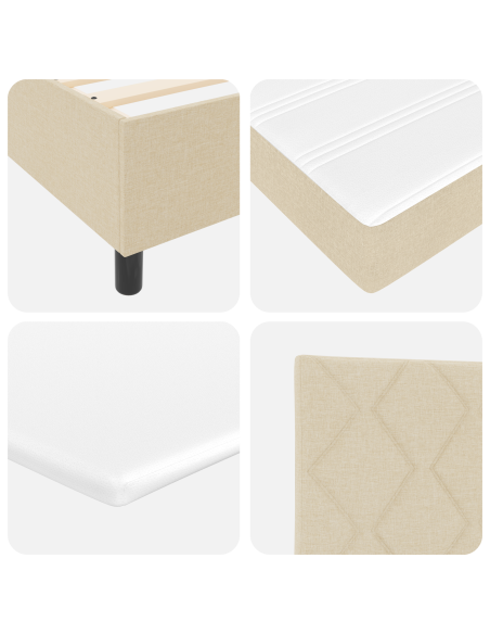 Letto Box Spring Crema con Materasso, 90x200 cm Tessuto