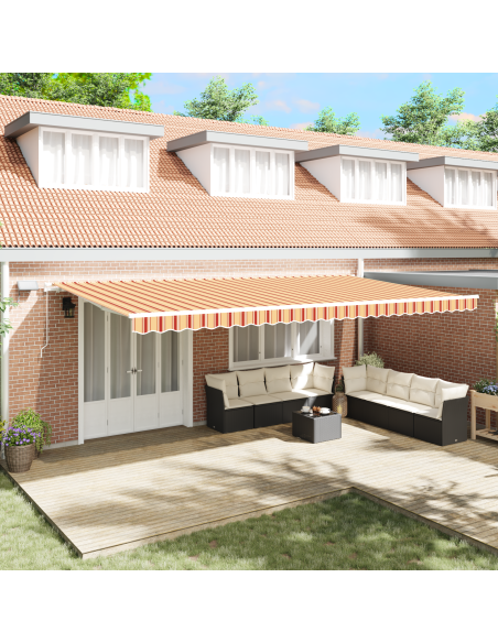 Tenda Retrattile Manuale con LED Gialla e Arancione 600x350 cm