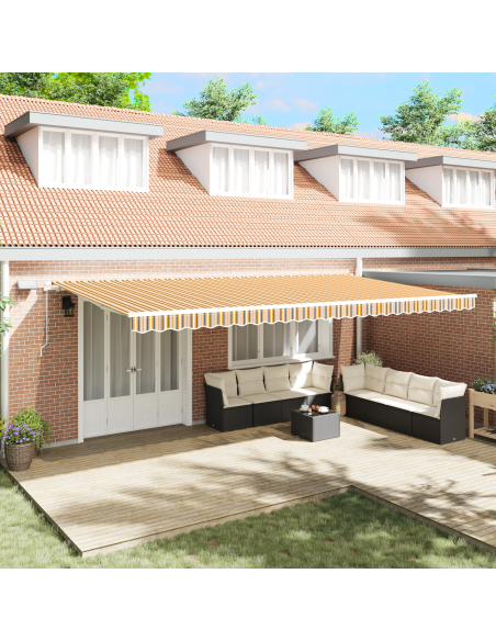 Tenda Retrattile Manuale con Striscia Multicolore LED 600x350 cm