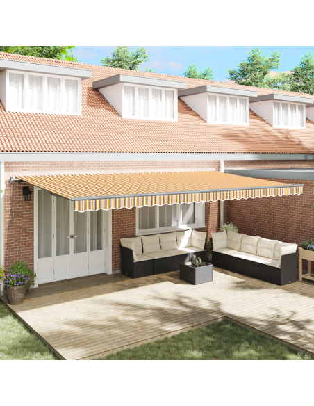 Tenda Retrattile Automatica a Righe Multicolore 600x350 cm