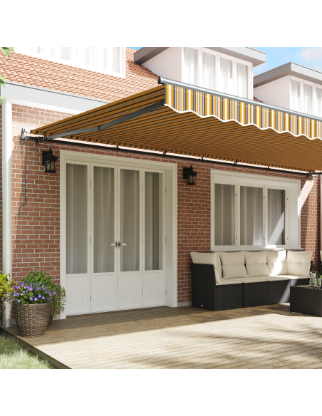 Tenda Retrattile Automatica a Righe Multicolore 600x350 cm