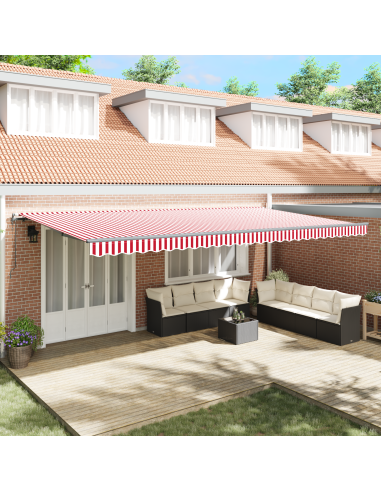 Tenda Retrattile Rosso e Bianco 600 × 300 cm