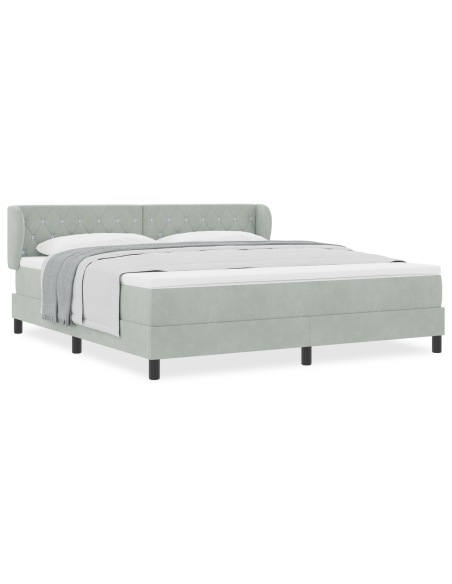 Letto con Box Spring e Materasso  Grigio chiaro 180x200 cm Velluto