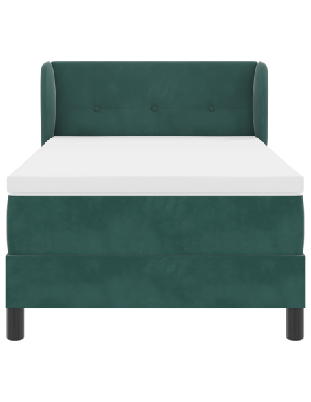 Letto a molle con materasso Verde scuro 100 x 200 cm Velluto