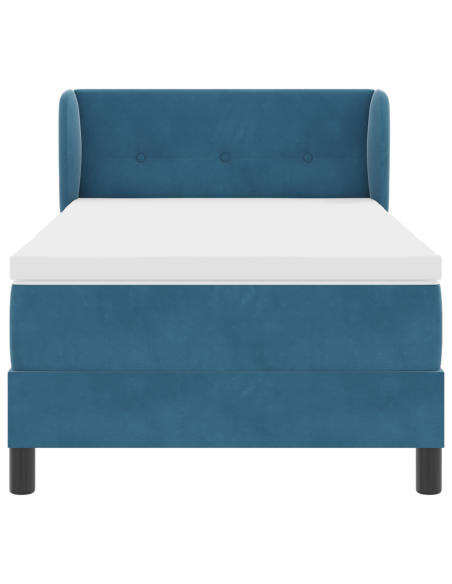 Letto a molle con materasso Blu scuro 100 x 200 cm Velluto