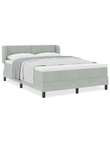 Letto a molle con materasso Grigio chiaro 140 x 190 cm Velluto