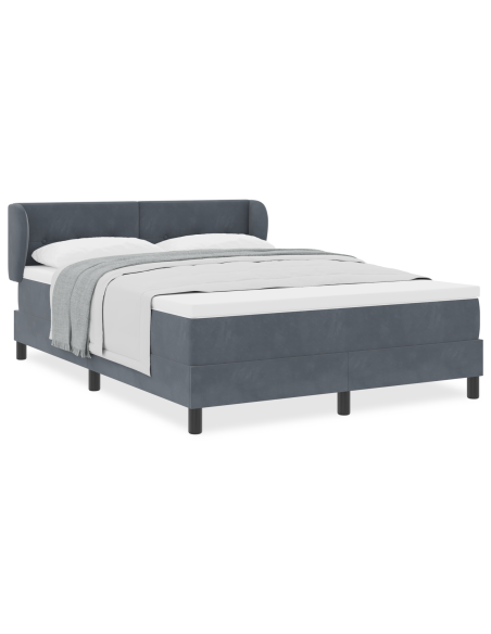 Letto a molle con materasso Grigio scuro 140 x 190 cm Velluto