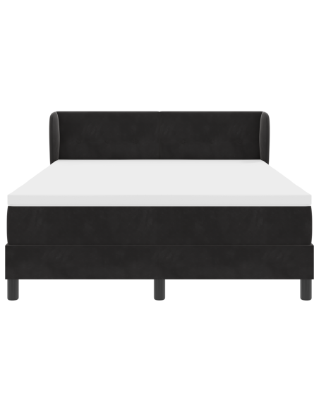 Letto a molle con materasso Nero 140 x 190 cm Velluto