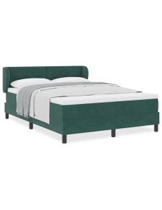 Letto a molle con materasso Verde scuro 140 x 190 cm Velluto 2