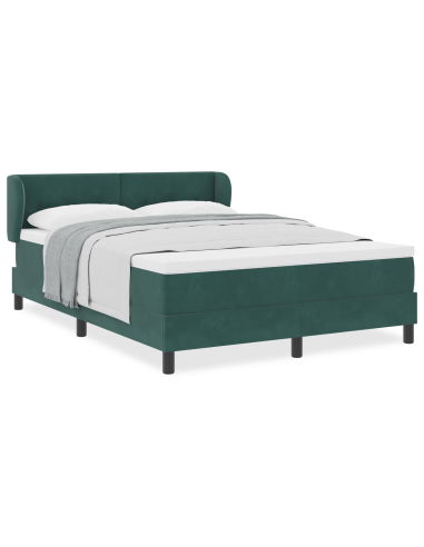 Letto a molle con materasso Verde scuro 140 x 190 cm Velluto