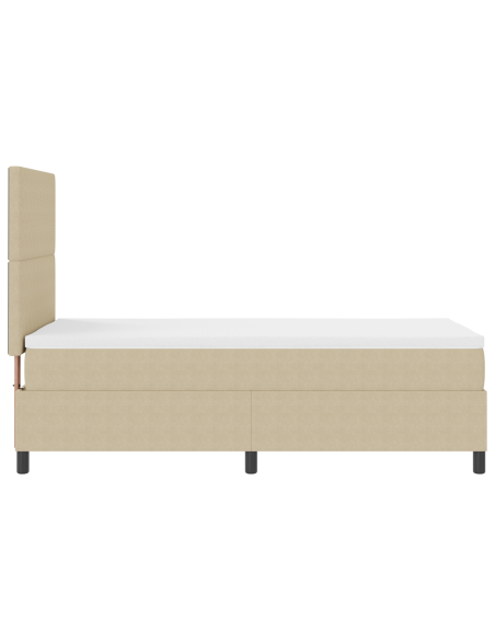 Letto Box Spring con Materasso e Luce LED Verde Grigio 100x200 cm Tessuto Corduroy
