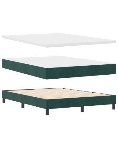 Letto a molle con testiera Verde scuro 140 x 190 cm Velluto