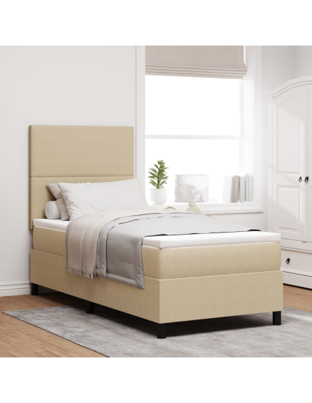 Letto Box Spring con Materasso e Luce LED Verde Grigio 100x200 cm Tessuto Corduroy
