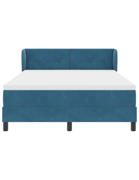 Letto Box Spring con Materasso Blu Scuro 140x190 cm Velluto