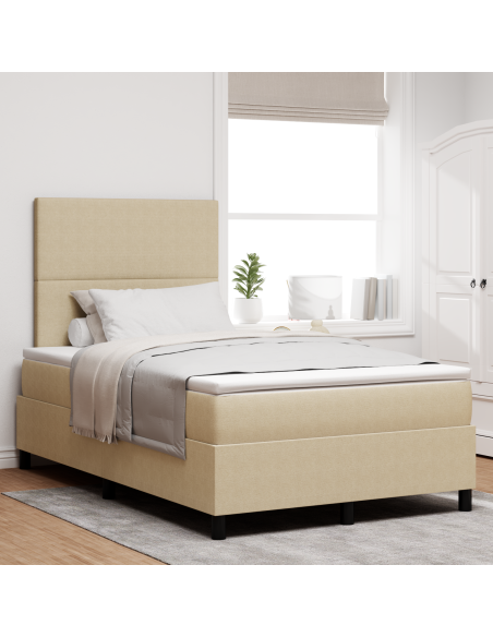 Letto Box Spring di con Materasso e Luce LED Verde Grigio Piccolo Doppio Tessuto Corduroy
