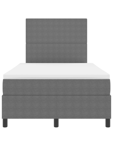 Letto Box Spring con Materasso & LED Grigio 120x200 cm Tessuto Corduroy