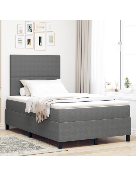 Letto Box Spring con Materasso & LED Grigio 120x200 cm Tessuto Corduroy