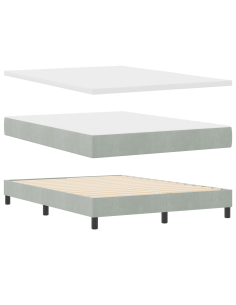 Letto a molle con materasso Grigio chiaro 140 x 200 cm Velluto 2