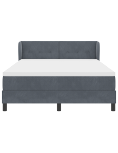 Letto a molle con materasso Grigio scuro 140 x 200 cm Velluto 2