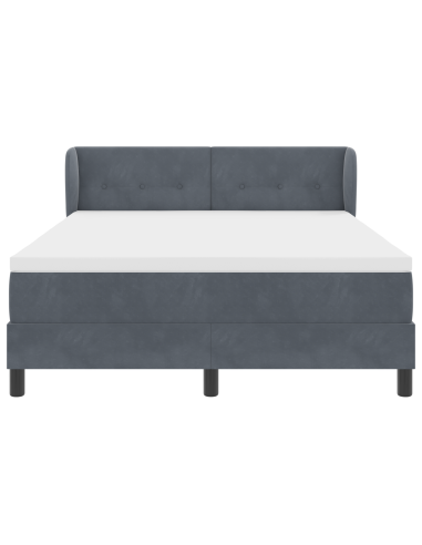 Letto a molle con materasso Grigio scuro 140 x 200 cm Velluto