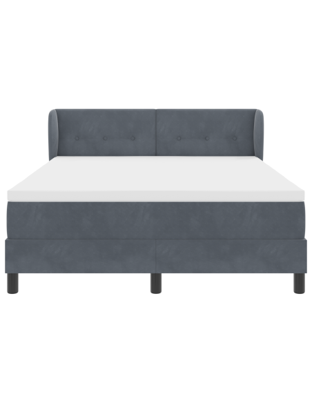 Letto Box Spring con Materasso Grigio Scuro 140x200 cm in Velluto