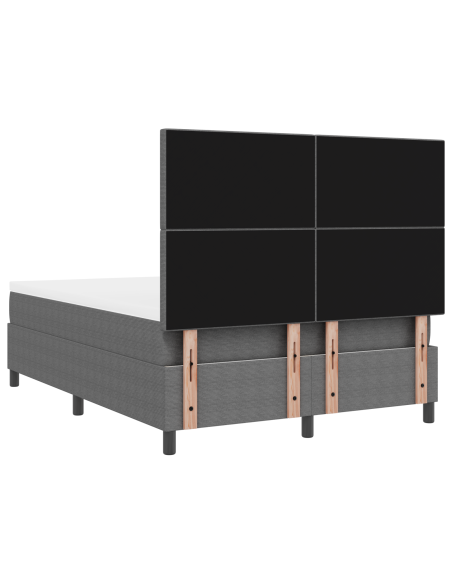 Letto con rete e materasso & luce LED grigio 140x200 cm tessuto a coste