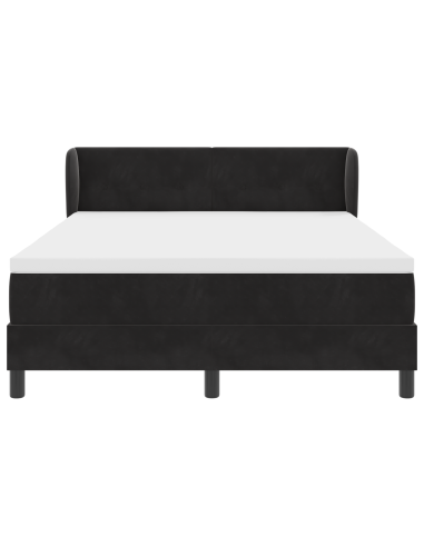 Letto a molle con materasso Nero 140 x 200 cm Velluto
