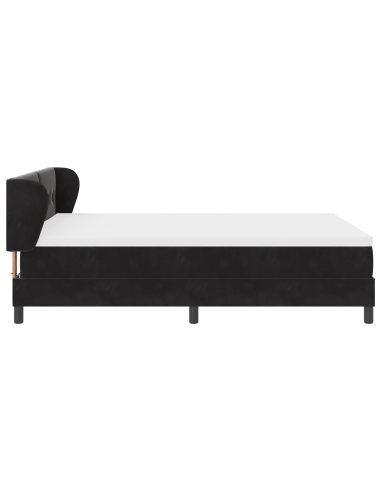 Letto a molle con materasso Nero 140 x 200 cm Velluto