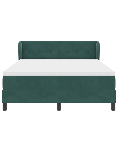 Letto a molle con materasso Verde scuro 140 x 200 cm Velluto