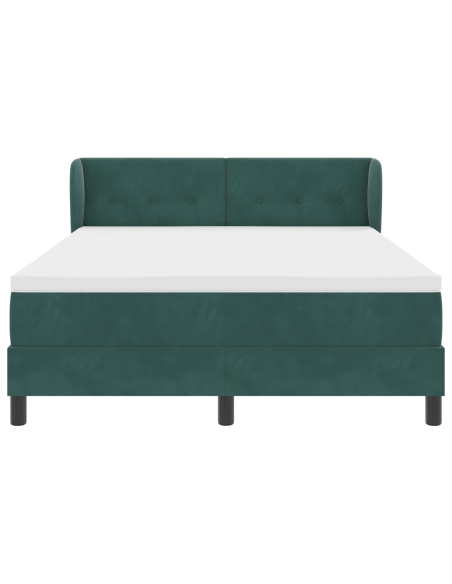 Letto Box Spring con Materasso Verde Scuro 140x200 cm Velluto
