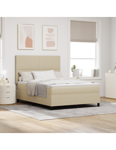 Letto con Box Spring con Materasso & Luce LED Verde Grigio 140x200 cm Tessuto in Corduroy