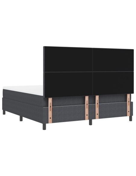 Letto con Rete a Molle con Materasso e Luce LED Grigio Scuro Super King Tessuto Corduroy