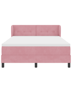 Letto a molle con materasso Rosa 140 x 200 cm Velluto 2