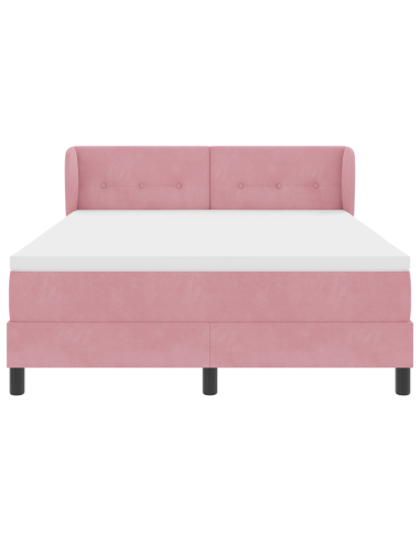 Letto a molle con materasso Rosa 140 x 200 cm Velluto
