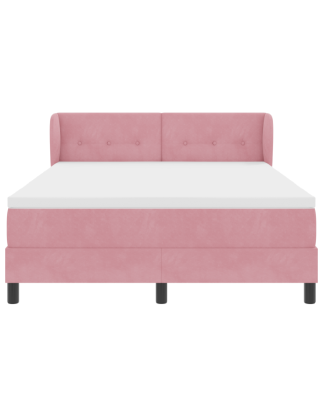 Letto a molle con materasso Rosa 140 x 200 cm Velluto