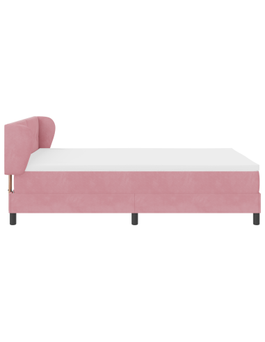 Letto a molle con materasso Rosa 140 x 200 cm Velluto