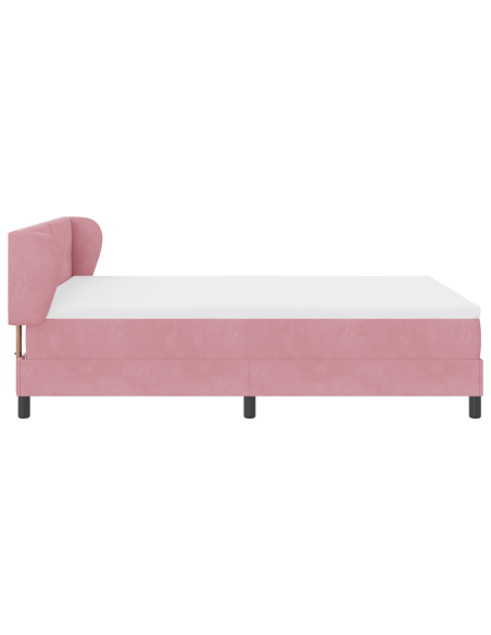 Letto a molle con materasso Rosa 140 x 200 cm Velluto