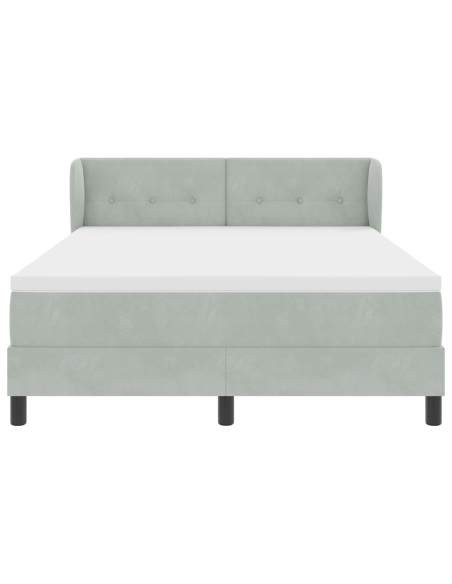 Letto Box Spring con Materasso Grigio Chiaro 160x200 cm in Velluto