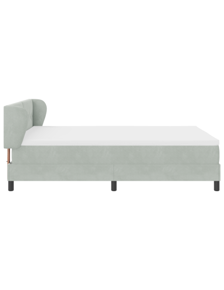 Letto Box Spring con Materasso Grigio Chiaro 160x200 cm in Velluto