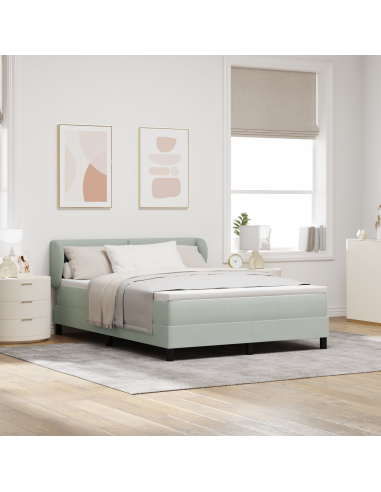 Letto a molle con materasso Grigio chiaro 160 x 200 cm Velluto