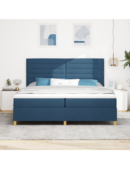 Letto con Rete e Materasso Blu 200x200 cm Tessuto